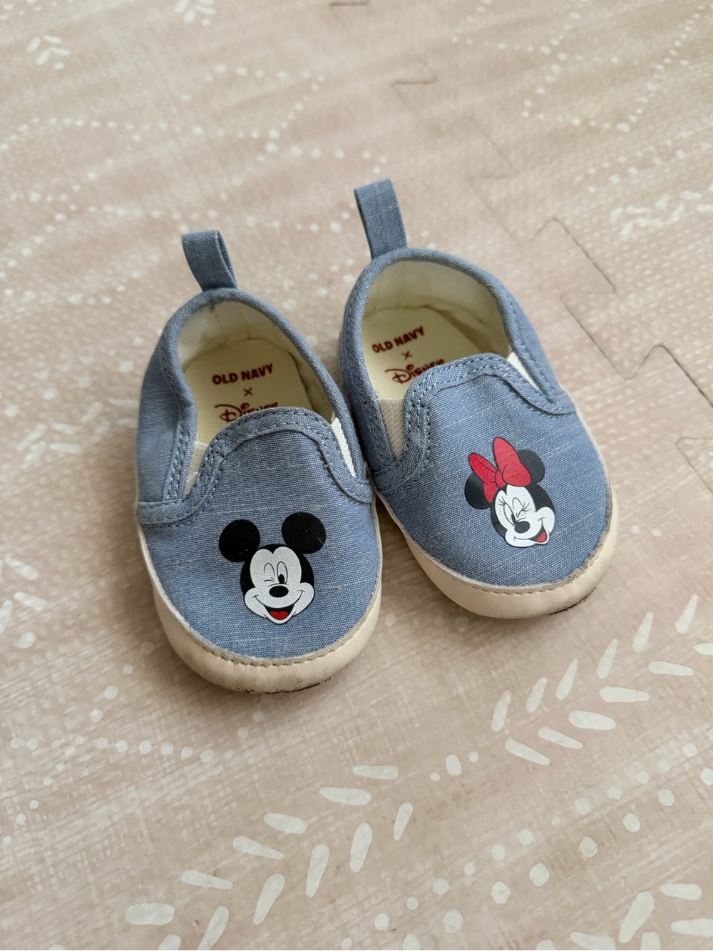 Old Navy Blue Mickey & Minnie Slip-On Baby Shoes